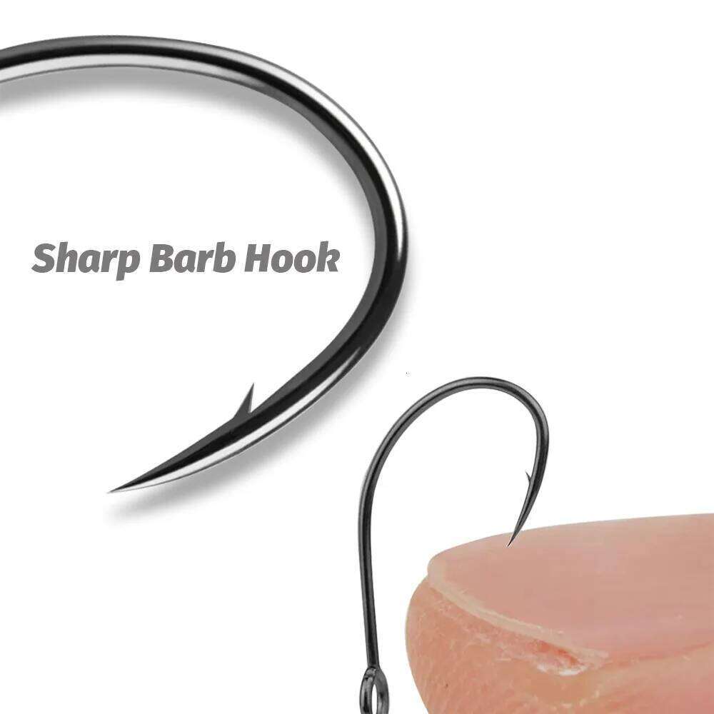50PCS Big Ring Single Hooks 2# 4# 6# 8# 10# Sharp Barb 20PCS Circle Hook Worm Carbon Steel Assist Fly Fishing Tackle Fishhook S260305