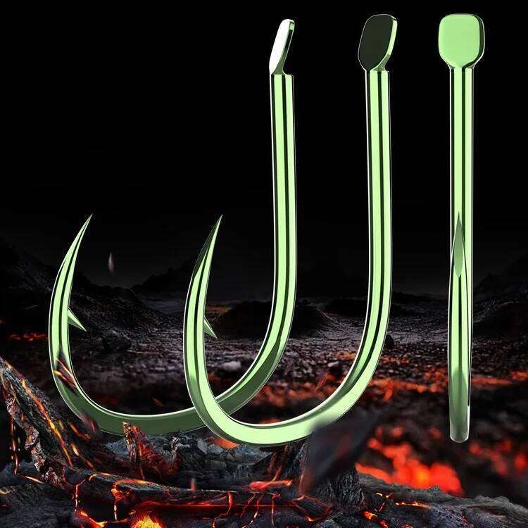 New 50Pcs/Box ISEAMA High-Carbon Steel Red Hooks From Japan 1#-10# Blue Barbed Fishhook for Carp Fishing Accessories Y260305