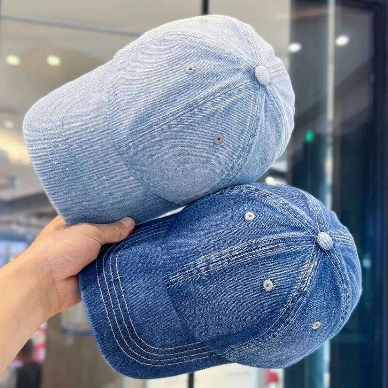 New Fashion Denim Baseball For Women Men Solid Color Adjustable Outdoor Sun Visors Hat Punk Hip Hop Dad Trucker Ponytail Cap Y260304