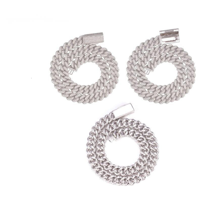 Luxurious high-quality layered 925 silver moissanite full-diamond 15mm hip-hop Cuban chain