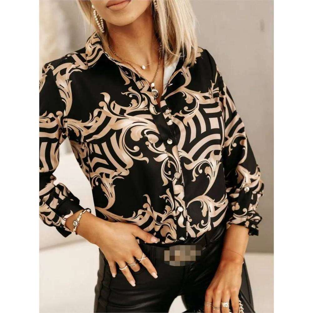 Women's New Spring Summer Fashionable Printed With A Collar Single Breasted Long Sleeved Loose Casual Shirt Top