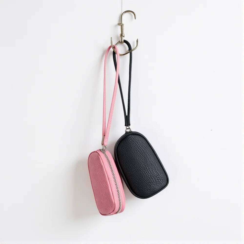 Mini Double Zipper Leather Wallet Women'S Coin Purse Ring Storage Bag Urban Simple Style Key Holders Organizer Pouch C260304