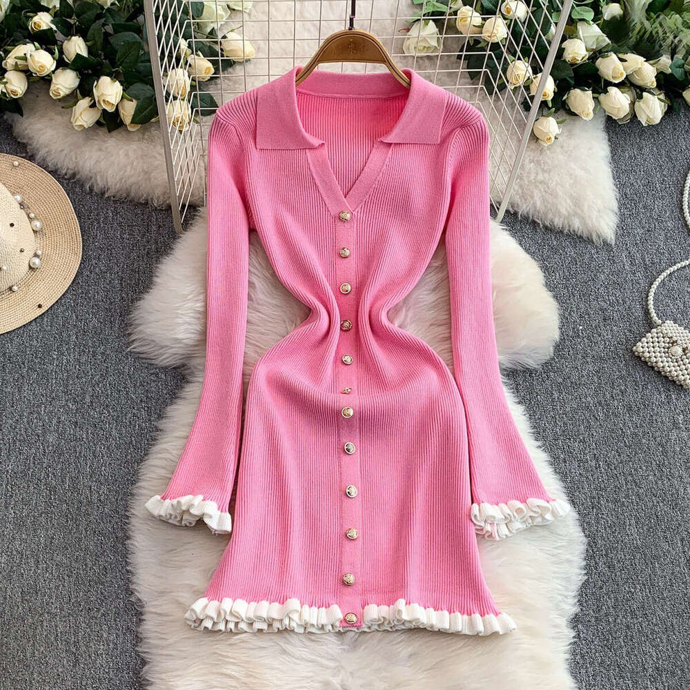 2026 Designer Retro Long Sleeve - Autumn/Winter Fashion French Knitted Mini Dress