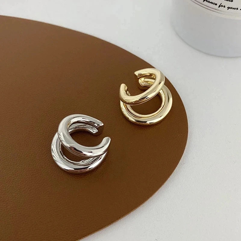 Piercing Earcuff Double Circle Ear Cuff Faux Earrings for Women Man Hiphop Vintage Cuffs Earclips Accessories Korean Fashio 260302