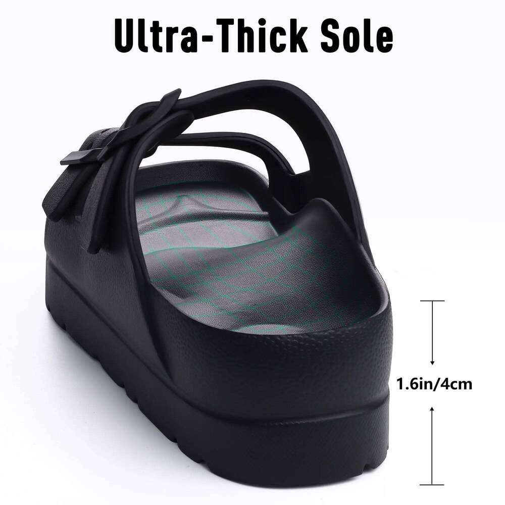 Lifun Summer New Thick Sole Slippers For Women Lightweight Slip On Outdoor Beach Slides Lady EVA House Sandals With Arch Support