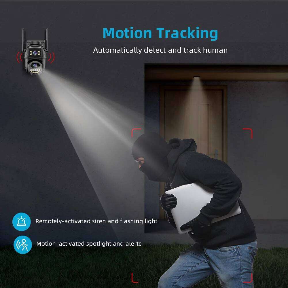 4K 8MP Security 5X Zoom Lens Dual Screen Outdoor WiFi Home Protection 6MP IP PTZ CCTV Video Surveillance Camera 26W0306