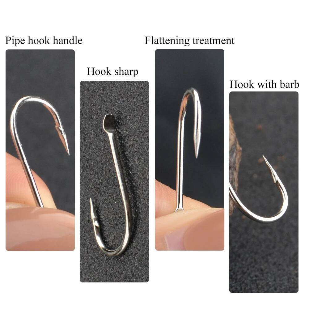 FTK Flatted Round Bent Hooks 100pcs/lot Size1#-Size10# Hook High Carbon Steel Fishhook For Fishing S260305