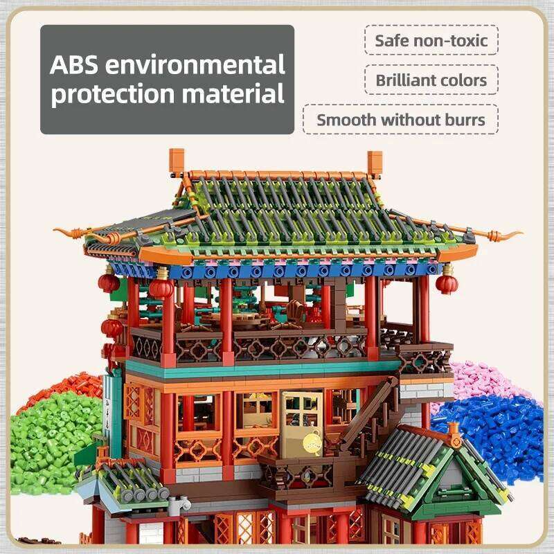 Loz City Ancient Mini Classical Restaurant Architecture Building Blocks Gorgeous House Figures Bricks Children Toy Birthday Gift Z260305