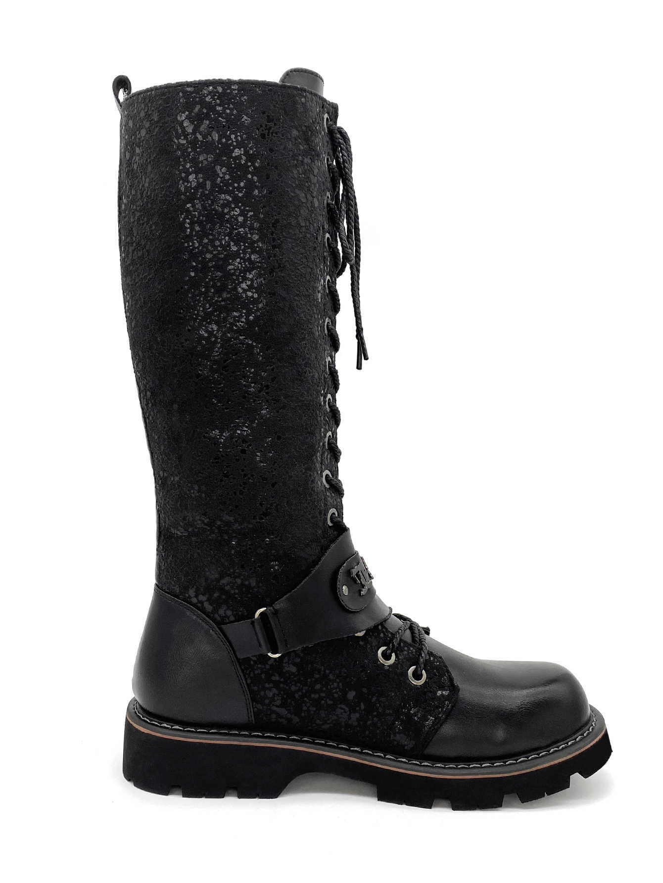 NXY Brand New Design Thick Bottom Black Large Fashion Print Women's Boots Light Luxury Versatile Thick High Heels high Boots Bestselling