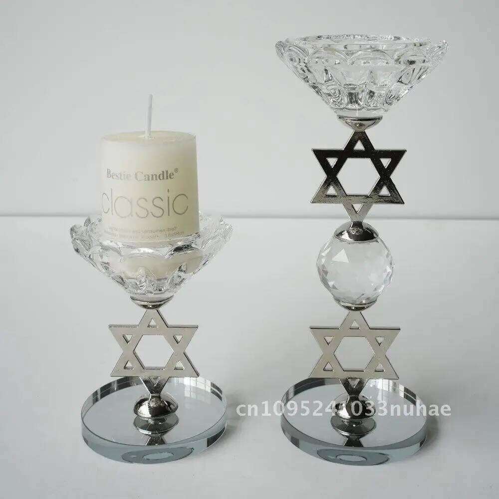 Classic Crystal Alloy Star High and Low Candlestick Ornaments XJ260305
