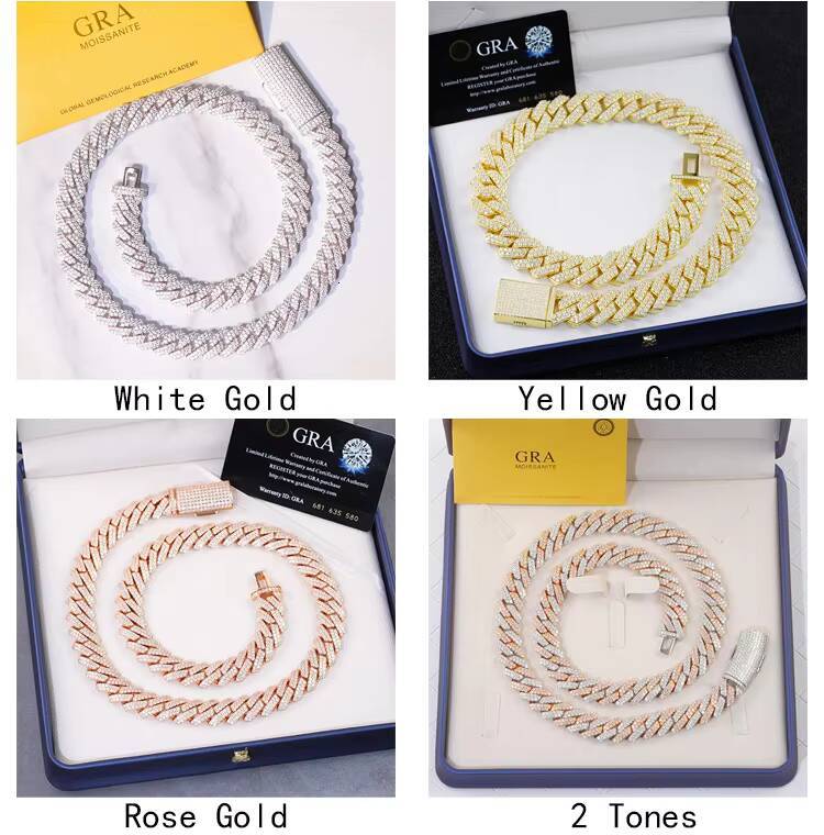 Wholesale 8MM -15MM Cuban Chain Factory Direct Sale Hip Hop Style Vvs Diamond 925 Silver Link Moissanite Cuban Bracelet