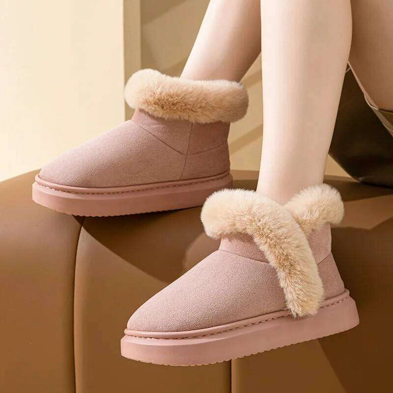Litfun Winter Furry Snow For Women Casual Ankle Platform Non-slip Plush Lining Cozy Warm Women's Cotton Boots