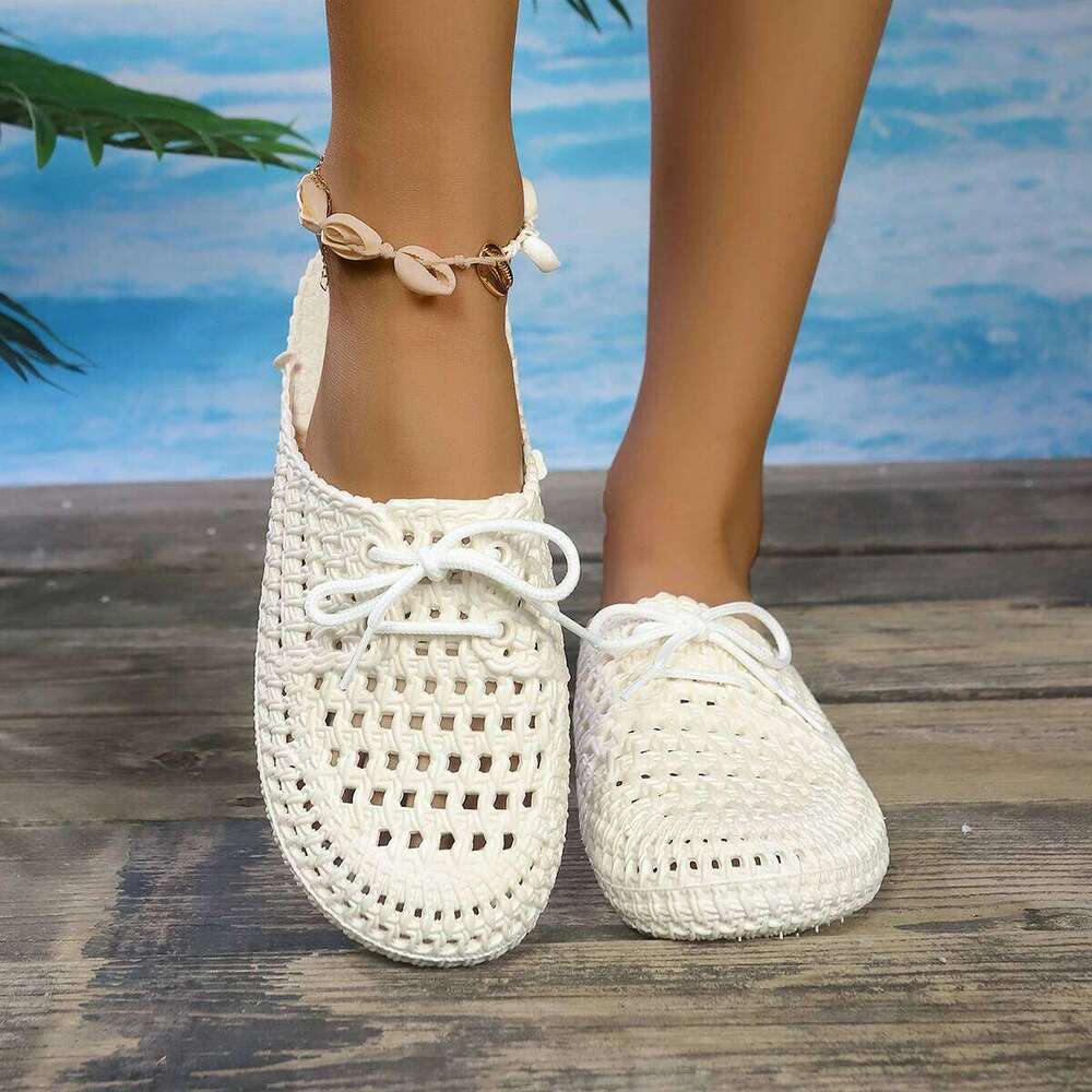 2025 Summer Fashion Women's Solid Color Features Trend Anti-slip Wear-Resistant Soled Flat Breathable Soft Ladies Sandals