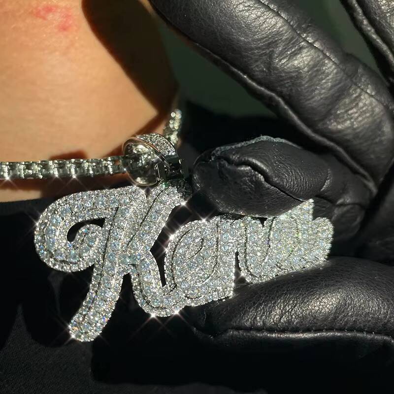 Custom Jewelry Designer Iced Out Diamonds silver Letter vvs moissanite Customised Name Necklace