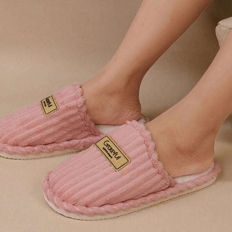 Winter Women's Indoor Slippers Warm Casual Plush Men Home Shoes Non-slip Autumn Flats Comfortable Couple House Slides