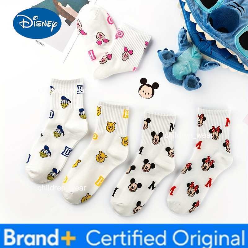 Disney 5 pairs Classic Characters Socks Collection - Mickey Mouse Minnie Pooh Piglet Eeyore Prints - Soft Ankle Socks H260306