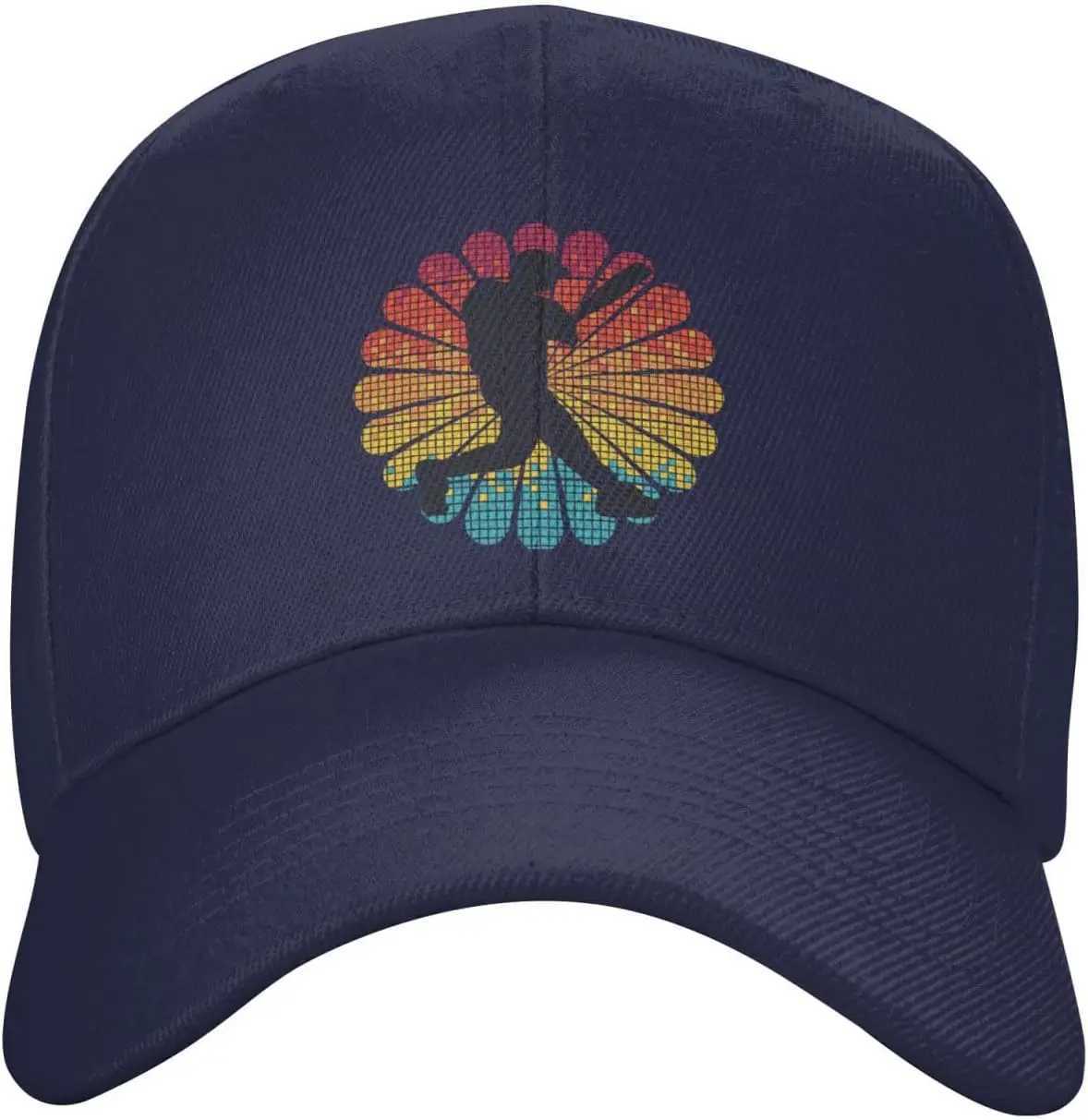 Baseball Player Retro Sunset Flower Graphic Polyester Trucker Cap Outdoor Adult Adjustable Hat S260306
