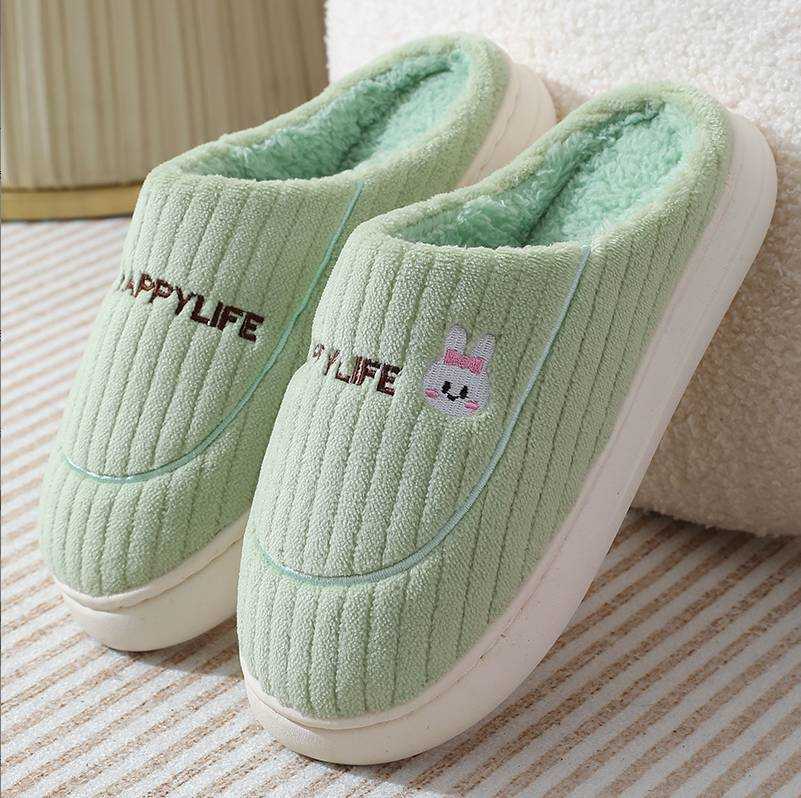 2024 New Cartoon Thick-Soled Autumn Winter Plush Warm Non-Slip Fashion Home Outdoor Couple Cotton Slippers Wool Slippers S260305