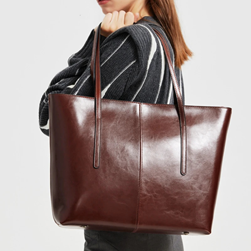 Burminsa Cowhide Genuine Leather Large Tote Bags For Women 2026 y ner Commuter Shoulder Shopper Ladies Handbags 260228