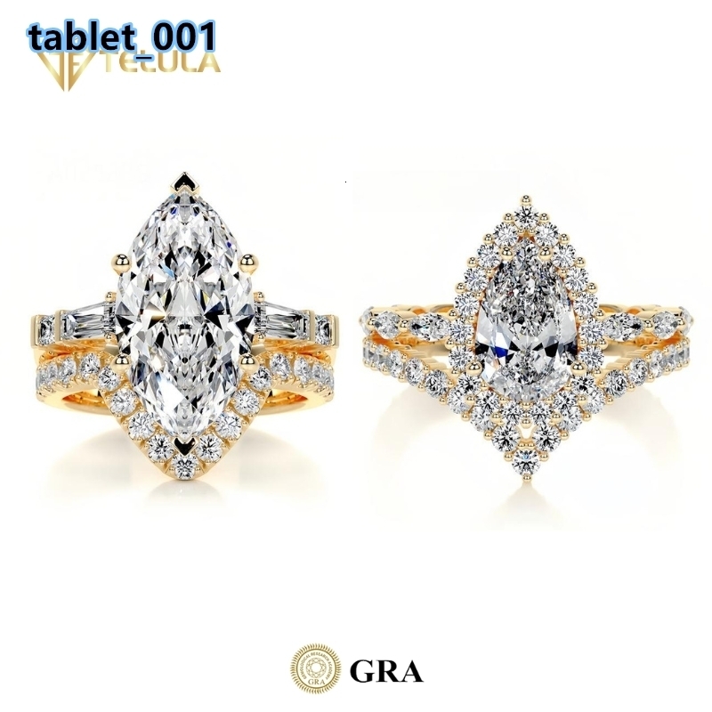 Classic 5CT Marquise Cut Moissanite Ring Set S925 Sterling Silver Moissanite Rings GRA Certified Moissanite Ring
