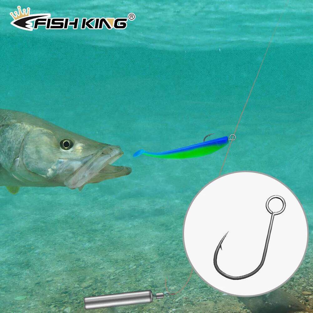 FISH KING 20pcs fishing Crank Hook Barbed Fishhook Fishing Tackle Big Eye Sharp High Carbon Steel Single hooks Carp Accessories S260305