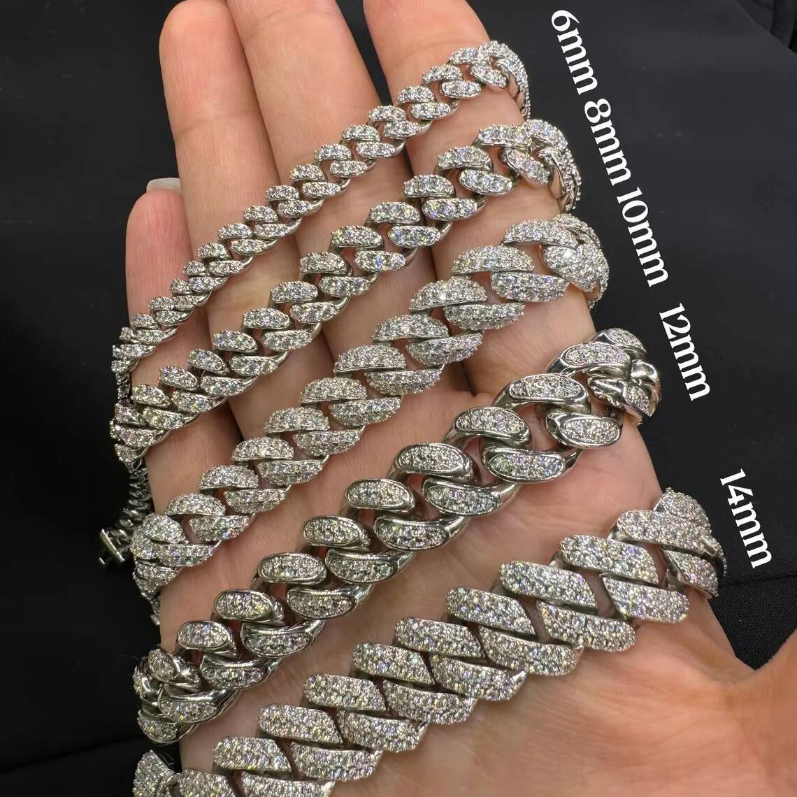 Charm Jewelry Punk Hip Hop 925 Silver Chain VVS Moissanite Cuban Link Men Bracelet
