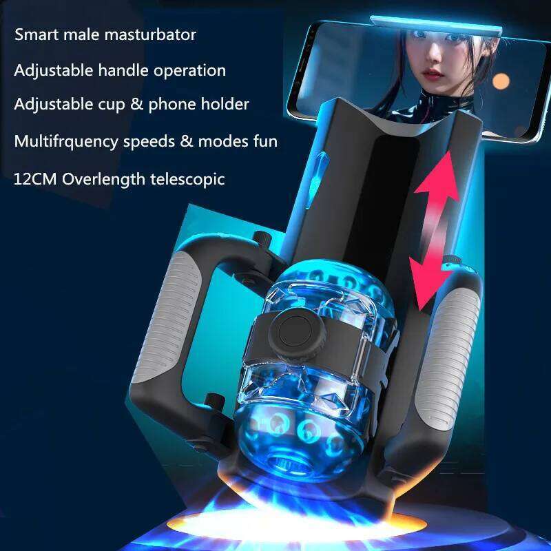 Telescopic Penis Cup Male Smart Masturbator Dual Handles Control High Speed Adjustable Overlength Thrusting Stimulation Sex Toys W260305