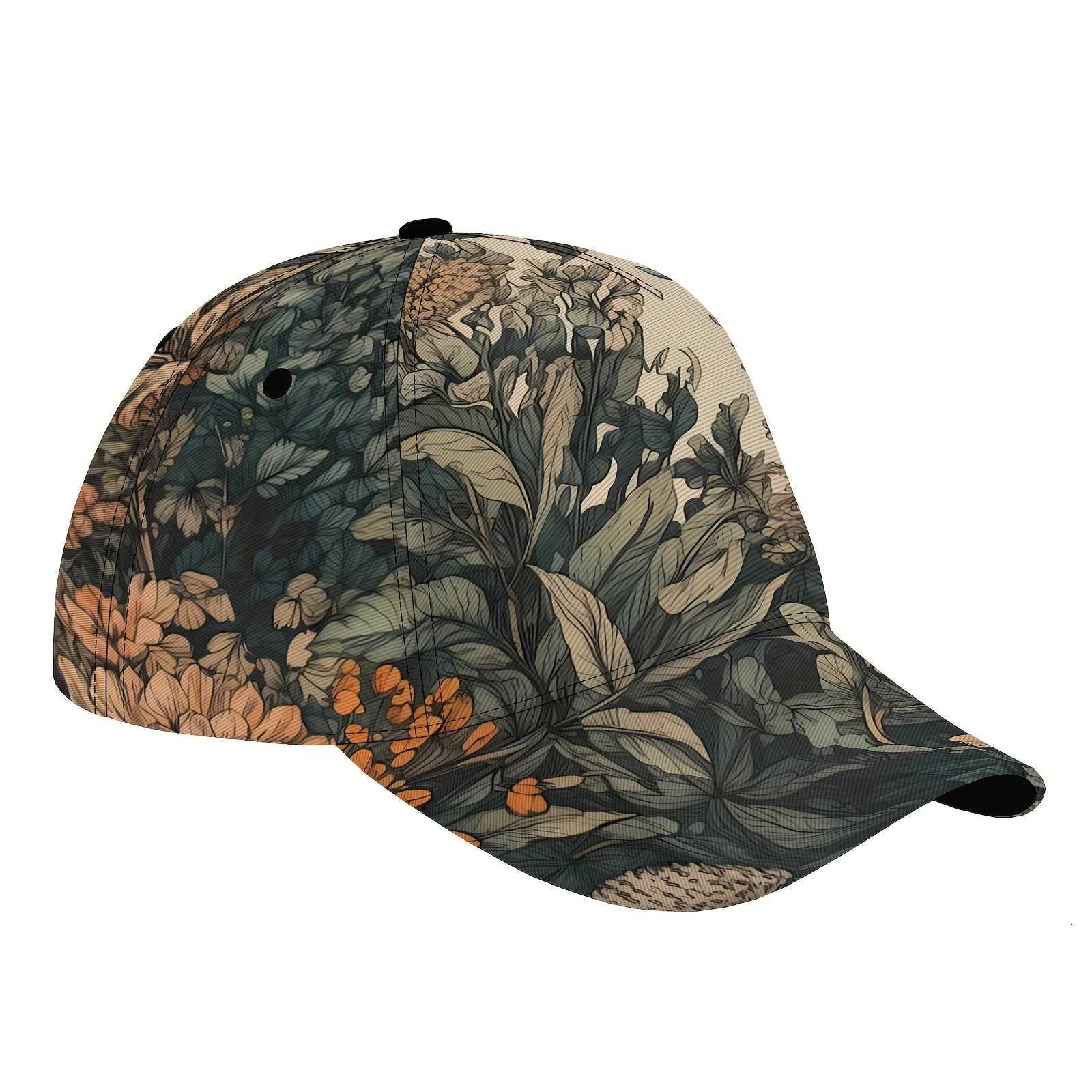 Adjustable Bohemian Floral Print Baseball Cap Lightweight Polyester Snapback with Full Print Design Ideal for Outdoor Activities S260306