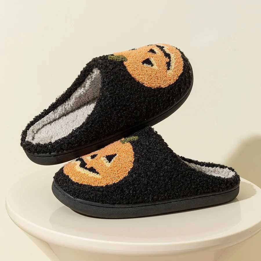 Cute Funny Halloween Womens Slippers Cartoon Pumpkin Indoor Warm Soft Sole Comfy Slipper Breathable Leisure Home Plush Shoes S260305