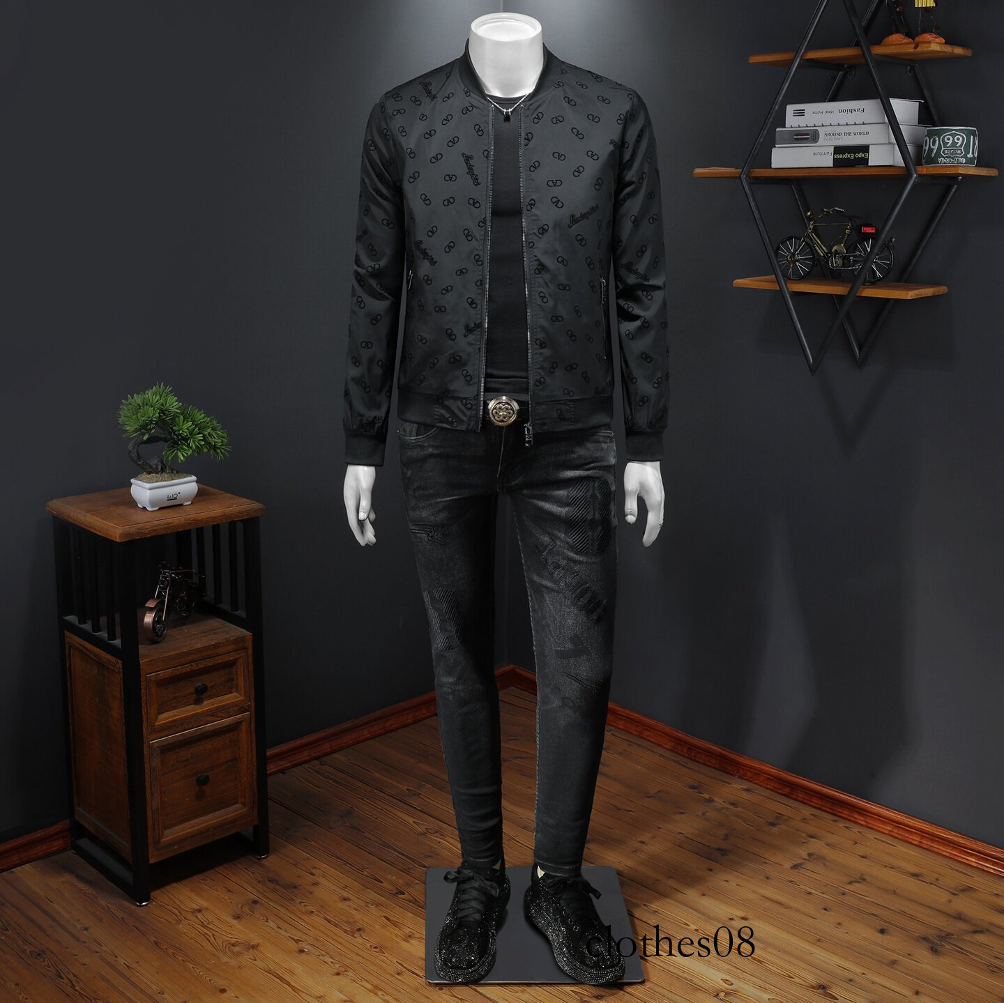 European Style 2026 Spring New Men's Flocked Baseball Collar Casual Jacket, Large Size Slim Fit Jacquard High-Quality Coat