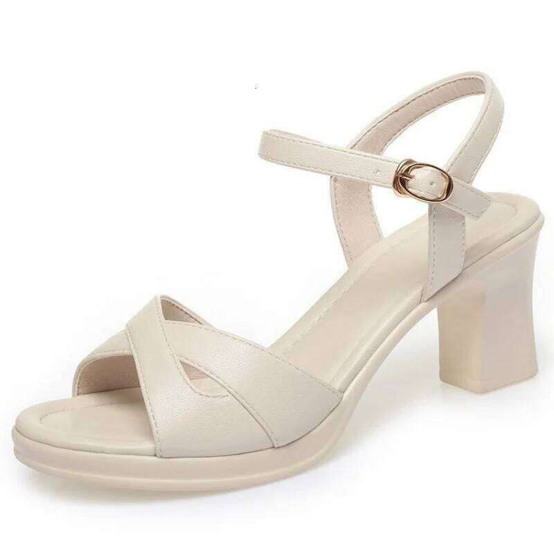 Women's High-Heel Sandals - Chunky-Heel Breathable Comfort Heels, Perfect for Summer Weddings, Evening Events, and Everyday Wear