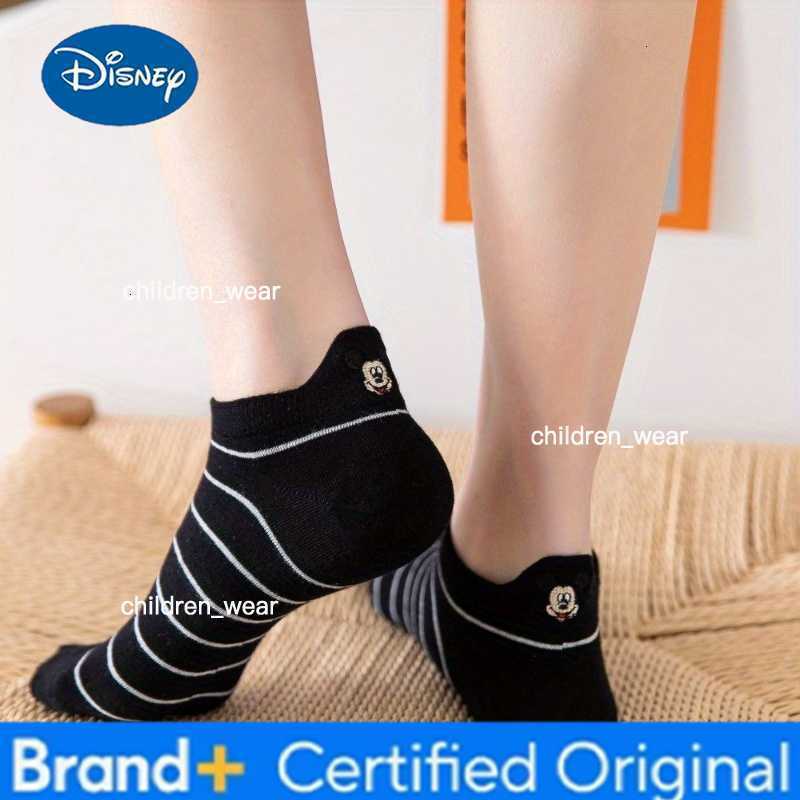 Disney 5 Pairs Kids Mickey Mouse Socks Classic Black White Soft Breathable Cartoon Socks for Boys Girls H260306