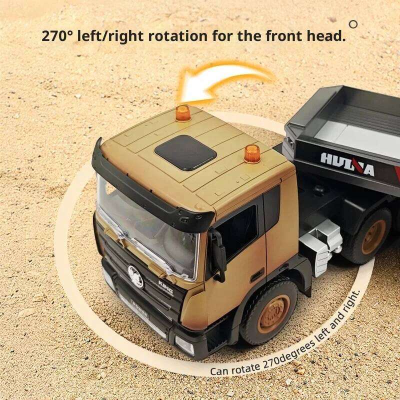 Delin 1318 Nine Channel RC Toy Car Model - Remote Control Flatbed Trailer Simulation Engineering Vehicle for Kids C260305