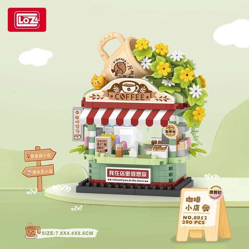 LOZ Mini Creative Street View Coffee House Retail Store Building Blocks City Construction Assembly Model Brick Toy Children Gift Z260305