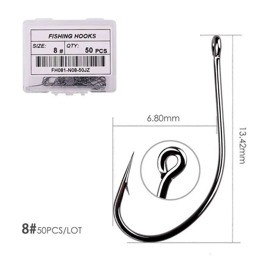 100/50pcs box octopus Fishing Hooks High Carbon Chmical Sharpen Barbed Circle Hook Tackle Set Point Hardness Supplier Fishhooks S260305