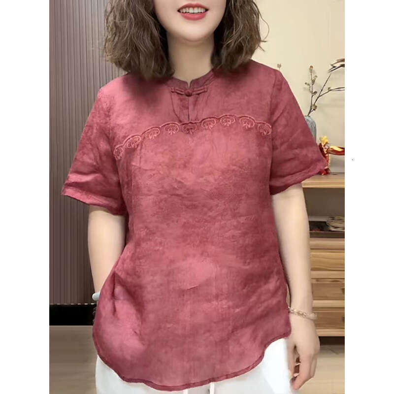 Short Sleeve Shirts Women OffShoulder Yarn Advanced Girl Piece Flying Spliced Modern Subculture Fall Ribbed Imitation Silk New Chinese Style tops
