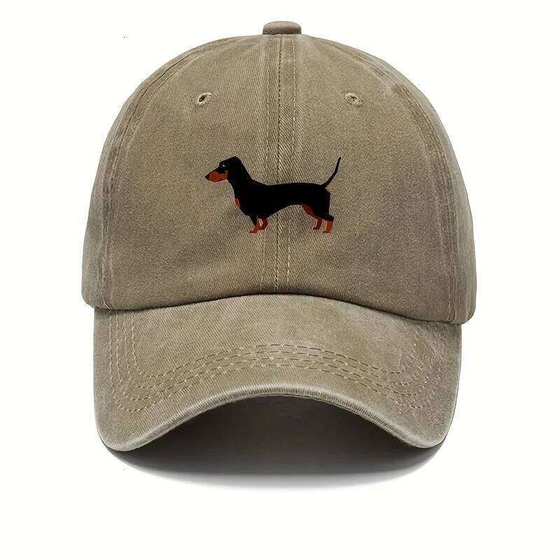 Retro dachshund baseball cap both men women, adjustable cute cartoon design suitable for sports and casual wear Y260304