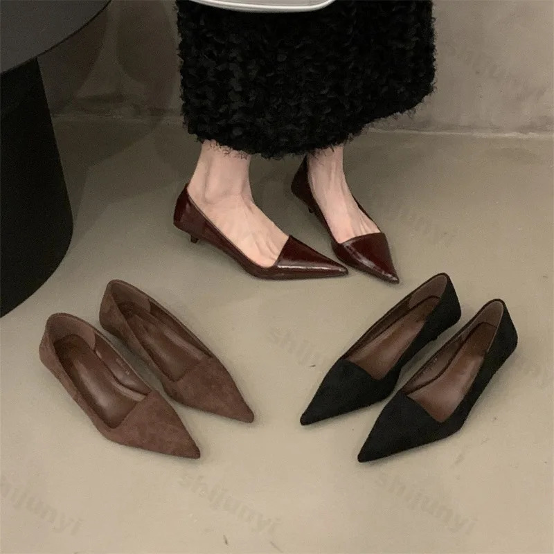 Elegant Pointed Head Shallow Mputh Casual Single Shoes for Womens Autumn Comfortable Fashion Versatile Thin Heel Pumps 260303