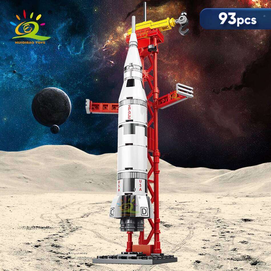 HUIQIBAO Mini Aviation Manned Rocket Model Building Blocks Space Aerospace Station Bricks City Construction Toys for Children Z260306