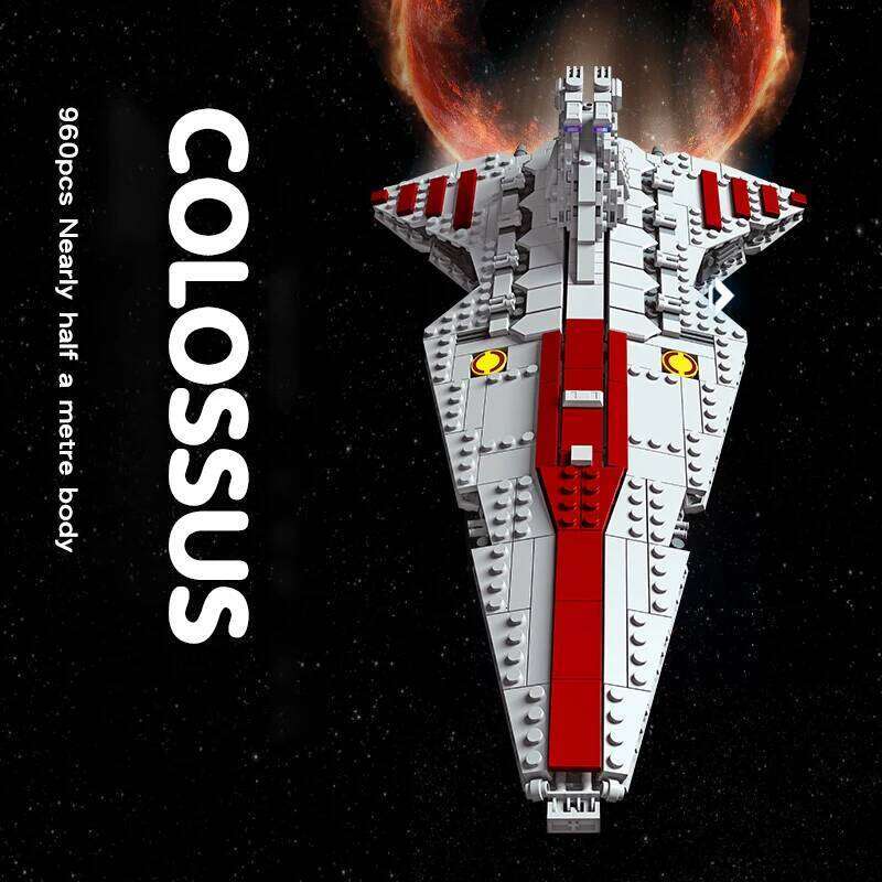 960PCS Space Battleship Building Blocks Spaceship Defense Ship MOC Model Bricks Kits Desktop Decoration Kids Toys Birthday Gifts Z260305