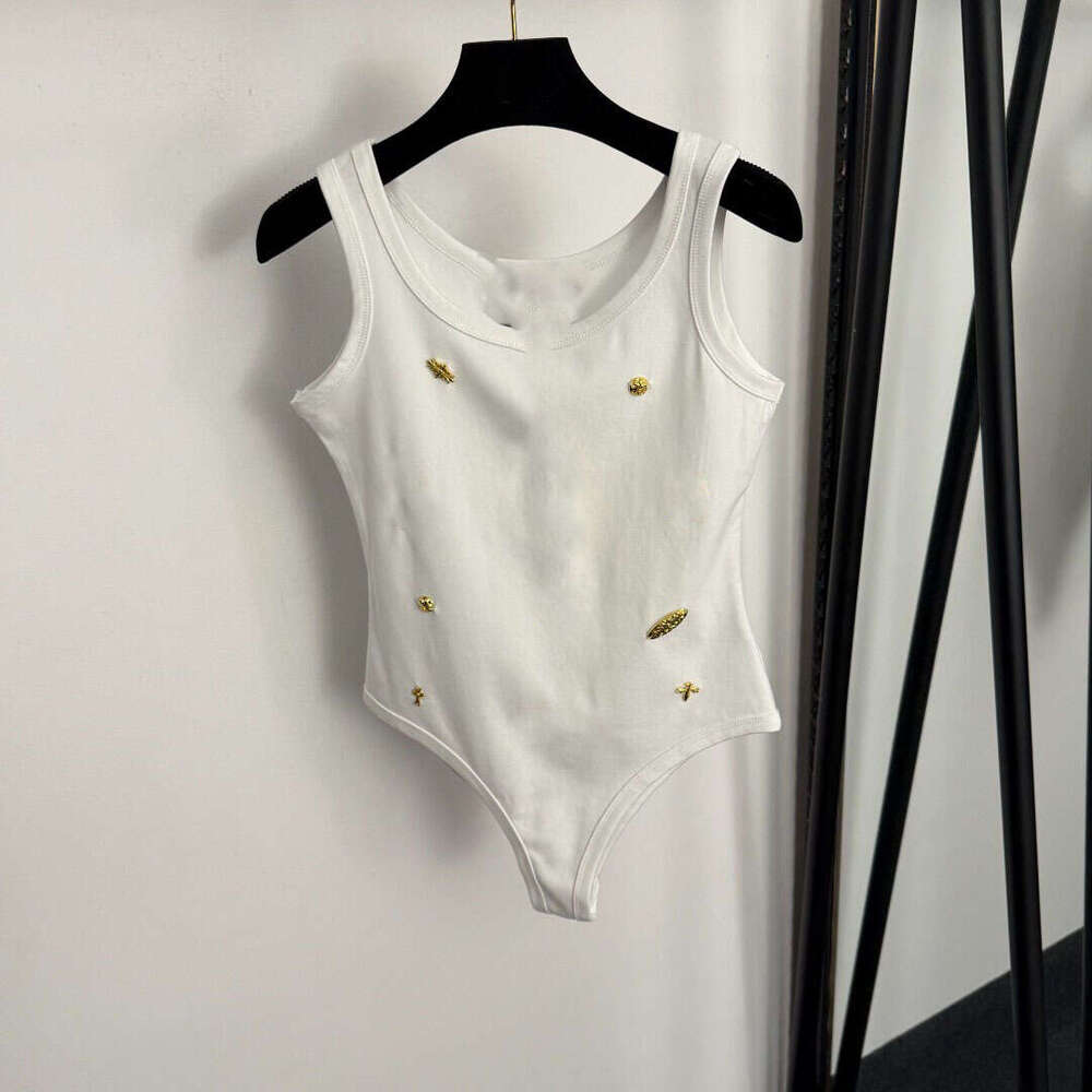 2026 Spring/Autumn New Women's Designer Fashion Metal Cross a3 Decorative Sleeveless jumpsuit