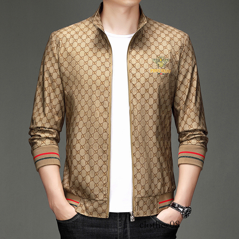 European style trendy men's with bee embroidery, youth baseball collar embroidered oversized jacket
