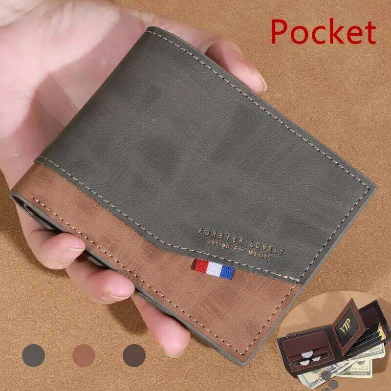 Men's High-capacity Leather Wallet, Small Multi Slot Photo for Coins, Vintage Wallet C2603040