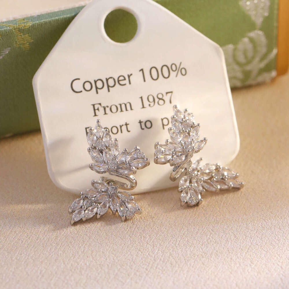 Micro Pave Zircon Earrings S925 Silver Light Luxury Style Elegant Fashion Luxurious High-end Niche Butterfly Earrings
