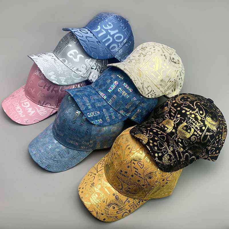 New Kpop Shiny Reflective Graffiti Letter Men Women Baseball Hats Cotton Comfortable Street Tie-dyed Fashion Sport Hip Hop Caps S260306