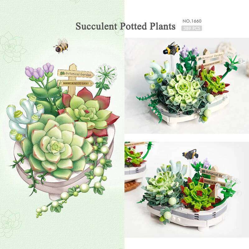 Mini Bouquet Building Blocks Flowers Succulent Cherry Blossom Bonsai 3D Model Home Decoration Children's Assembly Toy Girl Gift Z260306