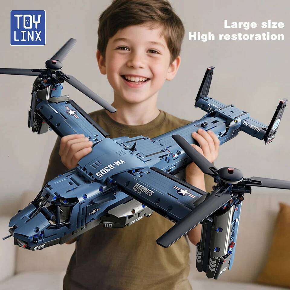 TOYLINX 1486PCS Puzzle Fish Eagle Fighter Jet Bricks Building Blocks Education Toys Birthday Christmas Gifts for Kids Z260305