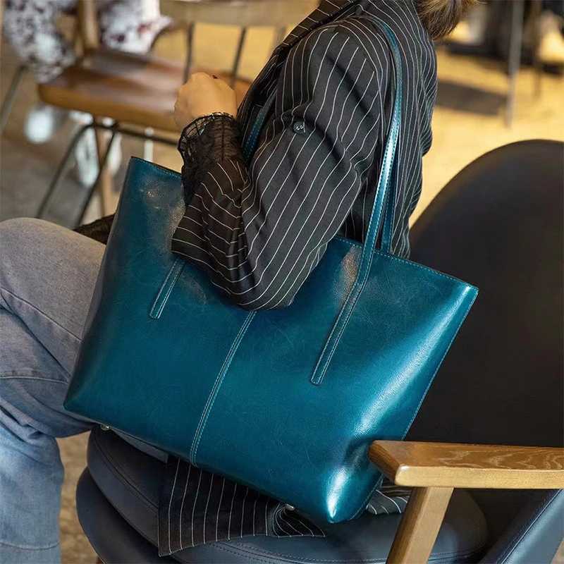 Burminsa Cowhide Genuine Leather Large Tote Bags For Women 2026 Designer Commuter Shoulder Bags Shopper Ladies Handbags H260306