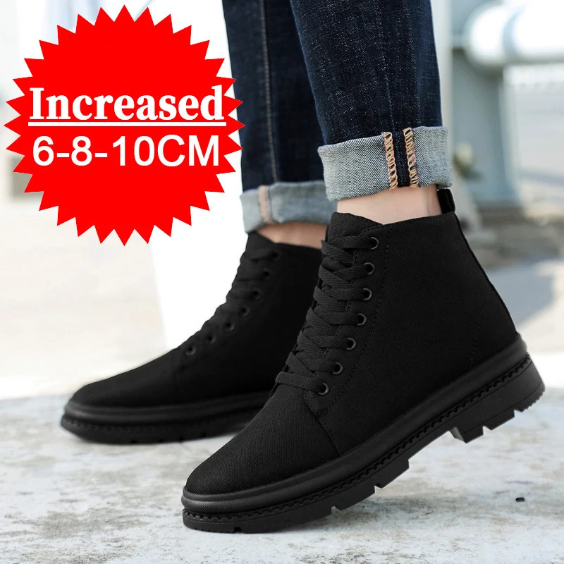 Men Boots Elevator Shoes Hidden Heels Canvas Heightening Shoes For Man Hidden Heels Increase Insole 10CM 8CM Sports Height Shoes 260305