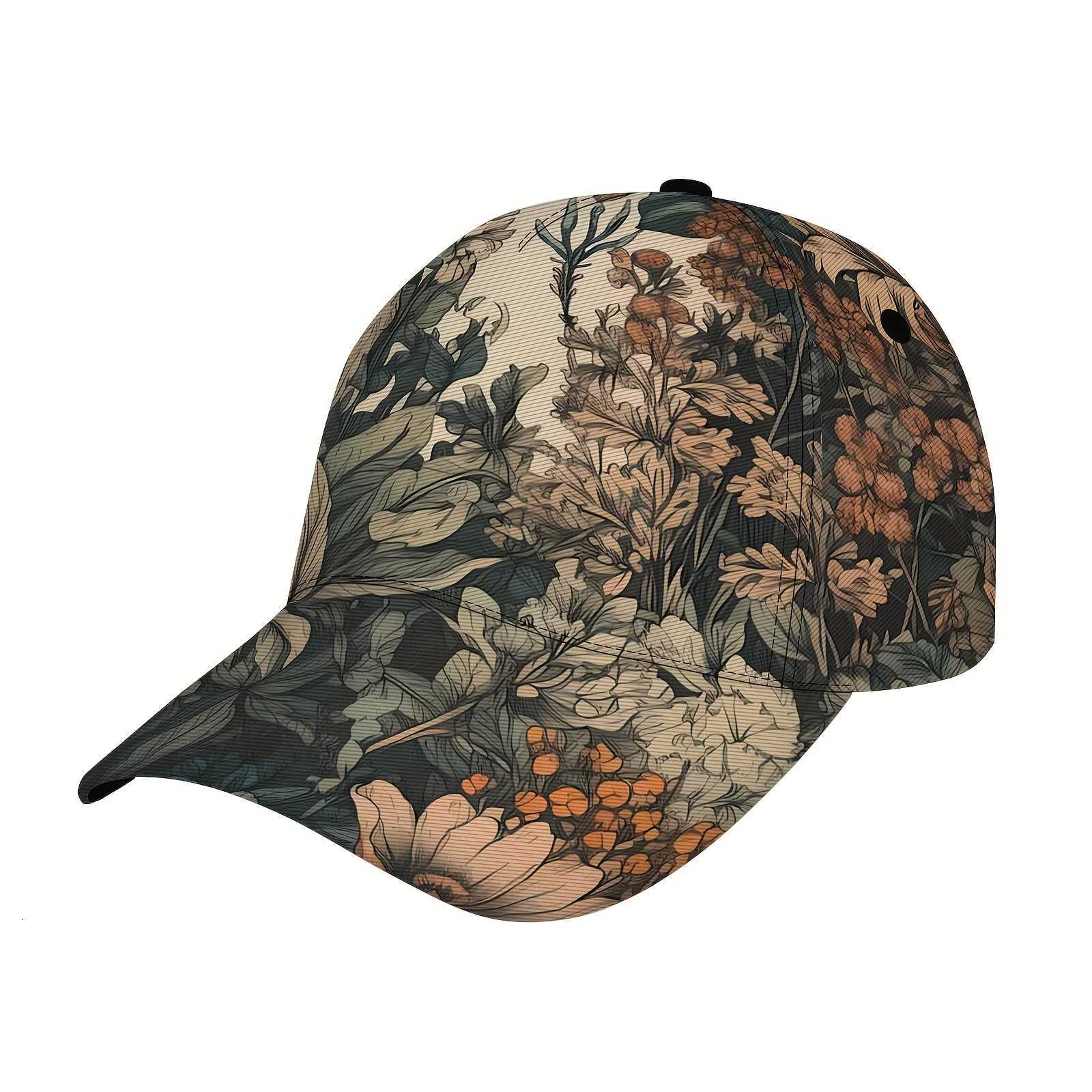 Adjustable Bohemian Floral Print Baseball Cap Lightweight Polyester Snapback with Full Print Design Ideal for Outdoor Activities S260306